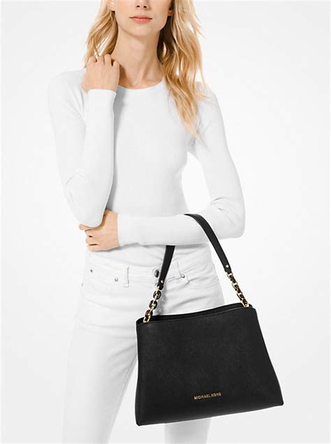 michael kors sofia large tote black|Sofia Large Saffiano Leather Satchel .